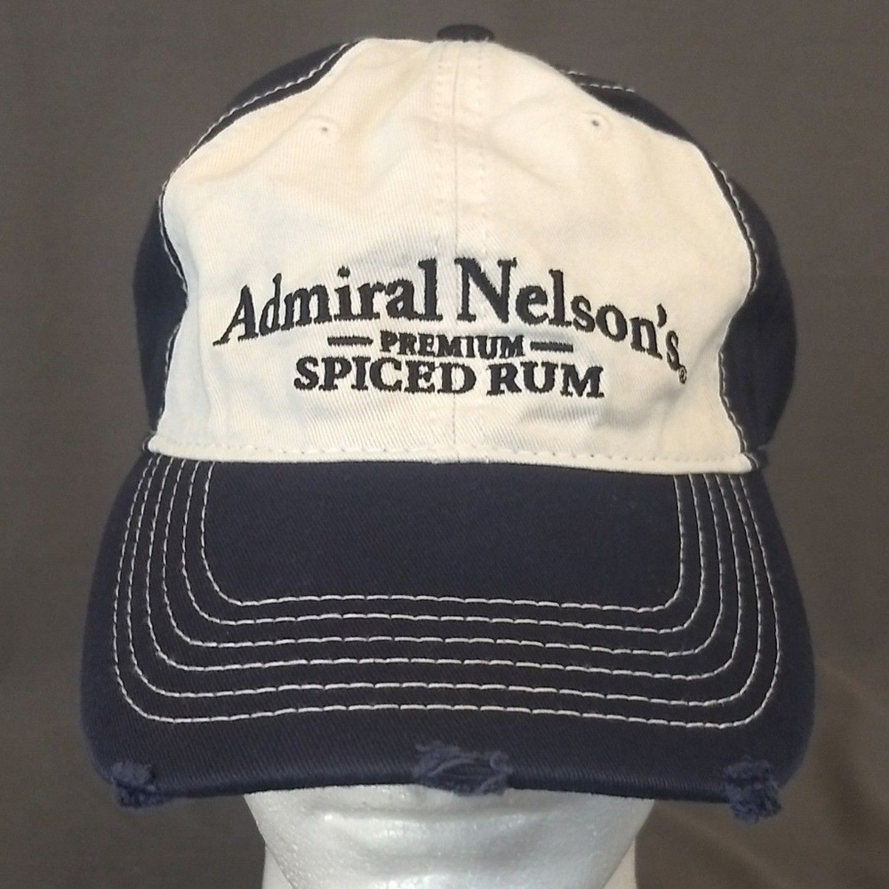 NEW Admiral Nelson Spiced Rum Distressed Denim Cap